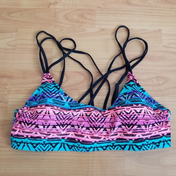 Other - Strappy neon padded bikini top